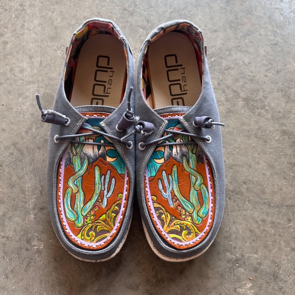 Hey Dude Colorful Flats with Gray and Orange Accents